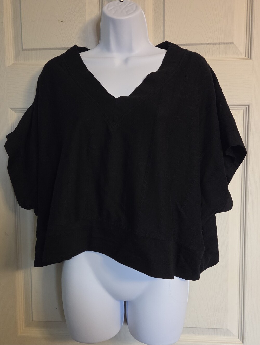 Umgee Oversized Black V-Neck Boxy Shirt Medium